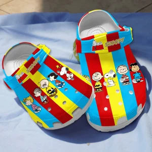 GSU1505362 mockup 2 jpg, Colorful Snoopy Crocs, Pop of Color to Your Outfit, Colorful