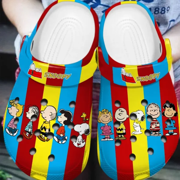 GSU1505362 mockup 3 jpg, Colorful Snoopy Crocs, Pop of Color to Your Outfit, Colorful