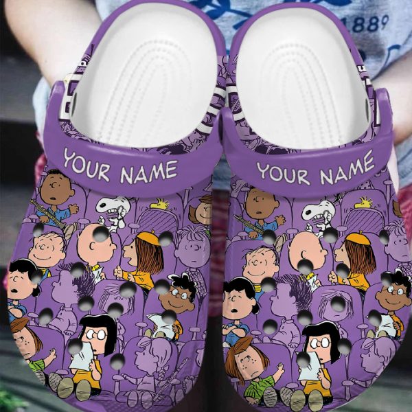 GSU1505371 mockup 2, Cute Snoopy Characters Purple Peanuts Unisex Lightweight Customized Crocs, Customized, Cute, Lightweight, Purple, Unisex