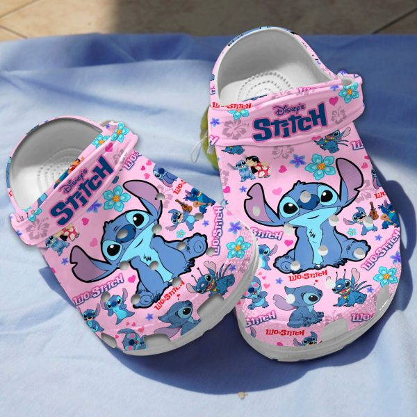 GSU2208303 mockup 1 1, Disney Lilo & Stitch Floral Pink Crocs, Ideal Footwear for Kids And Adults, Adult, Kids, Pink