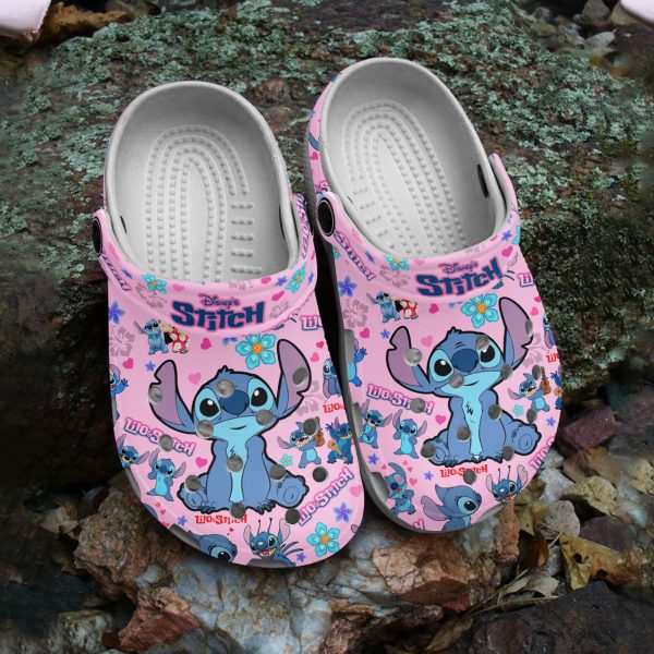 GSU2208303 mockup 2, Disney Lilo & Stitch Floral Pink Crocs, Ideal Footwear for Kids And Adults, Adult, Kids, Pink