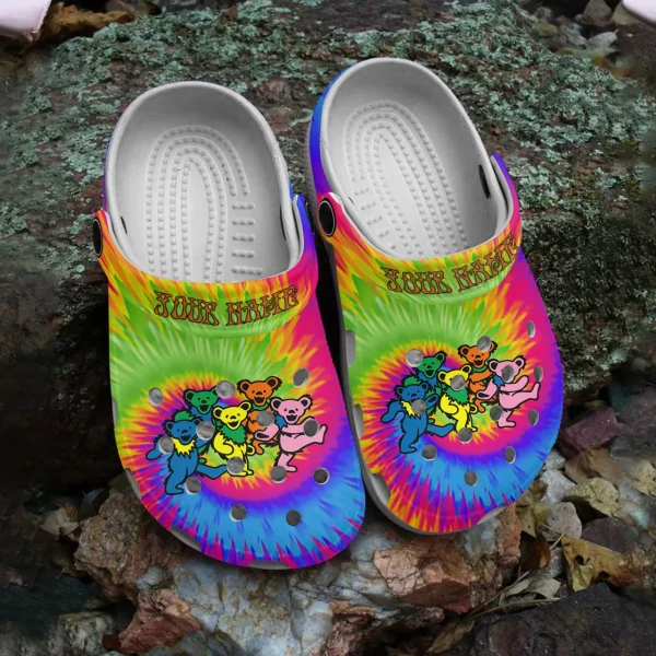 GSU2306309 mockup 1 jpg, Make Your Life Colorful, Personalized And Breathable Grateful Dead Tie Dye Pattern Crocs, Quick Delivery Available!, Breathable, Colorful, Personalized