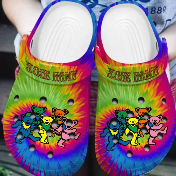 GSU2306309 mockup 2 jpg, Make Your Life Colorful, Personalized And Breathable Grateful Dead Tie Dye Pattern Crocs, Quick Delivery Available!, Breathable, Colorful, Personalized