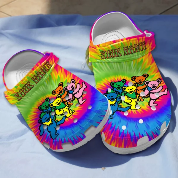 GSU2306309 mockup 3 jpg, Make Your Life Colorful, Personalized And Breathable Grateful Dead Tie Dye Pattern Crocs, Quick Delivery Available!, Breathable, Colorful, Personalized