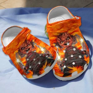 GSU2706304-mockup-2-600×600-1.webp, Adult’s Water-Resistant Horror Movie Character Chucky Orange Crocs, Perfect For Outdoor Activity, Adult, Orange, Water-Resistant