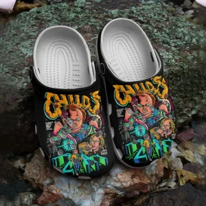 GSU2706305 mockup 3 600×600 1, Water-Resistant Child’s Play Chucky Black Crocs, Fast Shipping Available!, Black, Water-Resistant