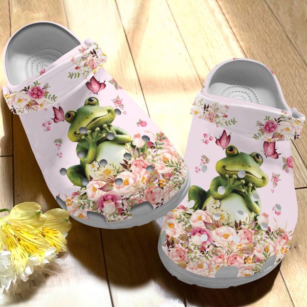 GSU2912201 ads 2, Dreamy Frog In The Beautiful Flower Garden Crocs, Easy To Clean, Beautiful