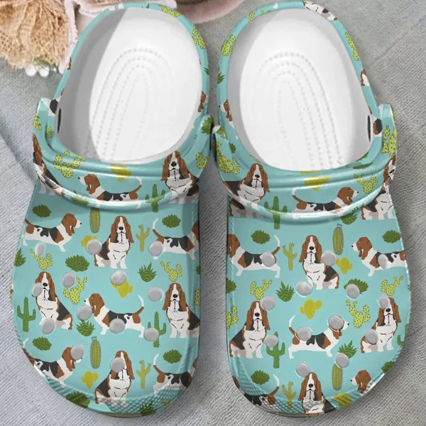 GSY0808208ch croccs1 jpg, Special Breathable And Water-Resistant Cute Basset Hound With Cactus Pattern Crocs, Order Now for a Special Discount!, Breathable, Special, Water-Resistant