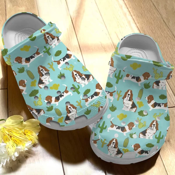 GSY0808208ch croccs2 jpg, Special Breathable And Water-Resistant Cute Basset Hound With Cactus Pattern Crocs, Order Now for a Special Discount!, Breathable, Special, Water-Resistant