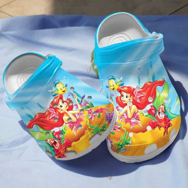 GSY0908203ch 28129 jpg, Colorful Crocs Disney The Little Mermaid Ariel Crocs, Lightweight Flip Flops For Kids & Adults, Adult, Colorful, Kids