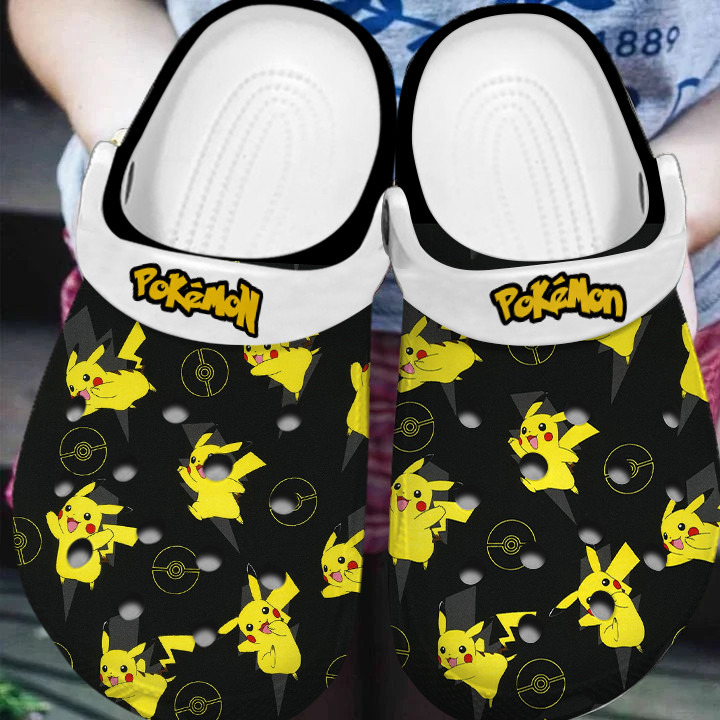 GSY2211202 mockup3.jpg4, Pretty Pokemon Pikachu Black Crocs For Adults, Perfect For Outdoor Activity, Adult, Black, Pretty
