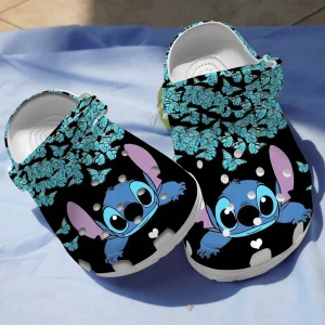 GSY2706308ch jpg, Beautiful Crocs Cute Disney Stitch With Magic Blue Butterfly Sandals, Nice Clogs For Your Family And Friends, Beautiful, Cute, Nice