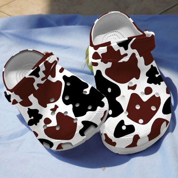 GTB021006ch 2, Cows Cowhide Pattern Slippers, Cow Breathable Crocs, Breathable