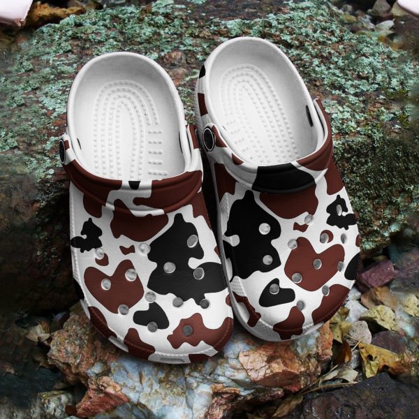 GTB021006ch 5, Cows Cowhide Pattern Slippers, Cow Breathable Crocs, Breathable