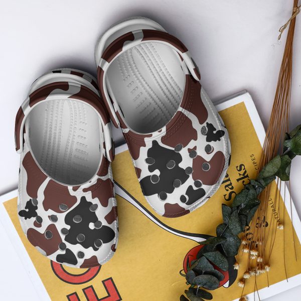 GTB021006ch kid 1, Cows Cowhide Pattern Slippers, Cow Breathable Crocs, Breathable