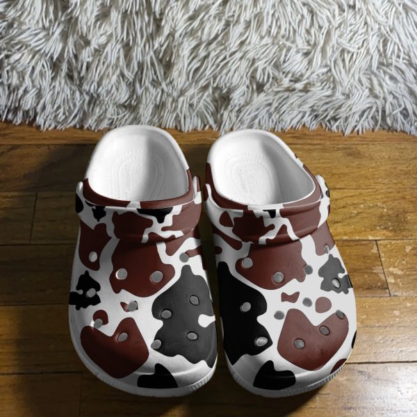 GTB021006ch kid 4, Cows Cowhide Pattern Slippers, Cow Breathable Crocs, Breathable