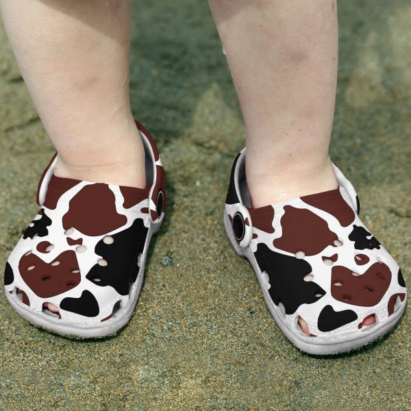 GTB021006ch kid 6, Cows Cowhide Pattern Slippers, Cow Breathable Crocs, Breathable