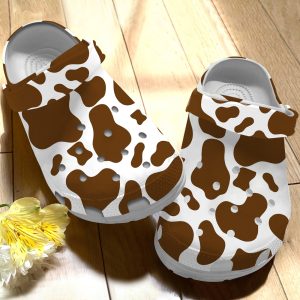 GTB0210103ch 1, Cows Brown Cowhide Pattern Crocs For Adult, Adult