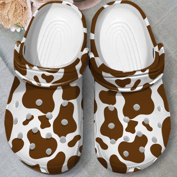 GTB0210103ch 3, Cows Brown Cowhide Pattern Crocs For Adult, Adult