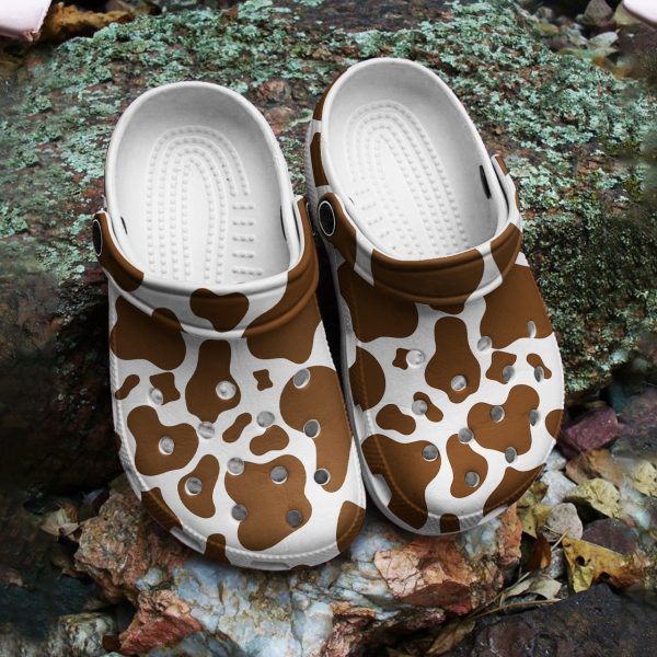 GTB0210103ch 5, Cows Brown Cowhide Pattern Crocs For Adult, Adult