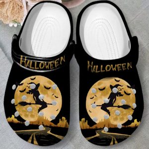 GTB0909103ch 3 600×600 1, Unisex Water-resistant The Witch Under The Halloween Moonlight Black Crocs, Black, Unisex, Water-Resistant