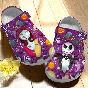 GTB2806104ch 1 600×600 1, Adult’s Non-slip And Lightweight Couple Jack And Sally Purple Crocs, Adult, Non-slip, Personalized, Purple