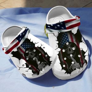 GTD0607112 ads1, Cool Adult’s Classic American Skull White Crocs For Men And Women, Adult, Cool, Men, White, Women