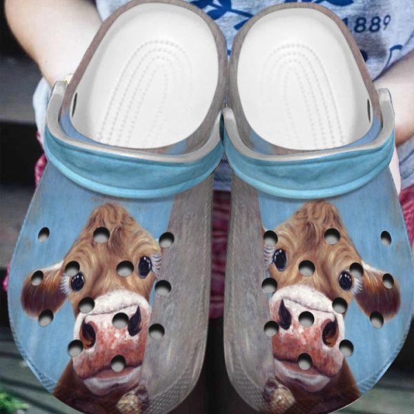 GTD1405105 ads5, Funny 3d Printed Cow Face Crocs For Men And Women, 3d Printed, Funny, Men, Women