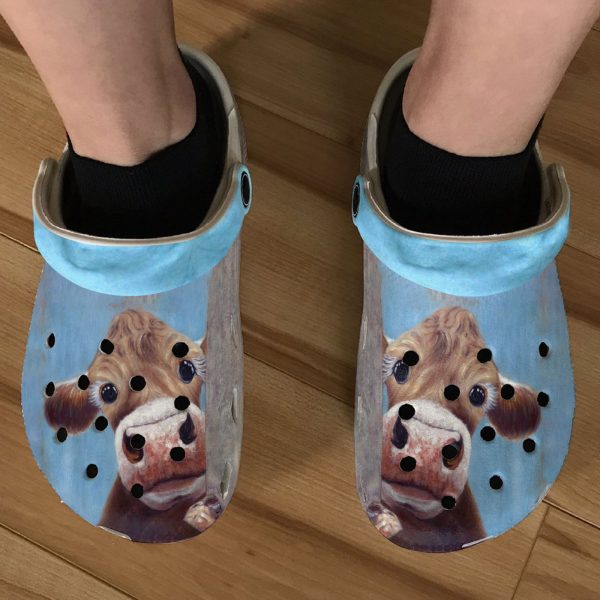 GTD1405105 ads6, Funny 3d Printed Cow Face Crocs For Men And Women, 3d Printed, Funny, Men, Women