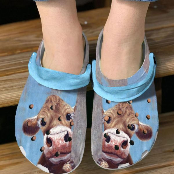 GTD1405105 ads7, Funny 3d Printed Cow Face Crocs For Men And Women, 3d Printed, Funny, Men, Women