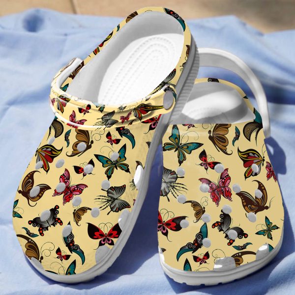 GTD1507109 ads3, Comfortable Colorful Butterfly Collection Crocs, Colorful