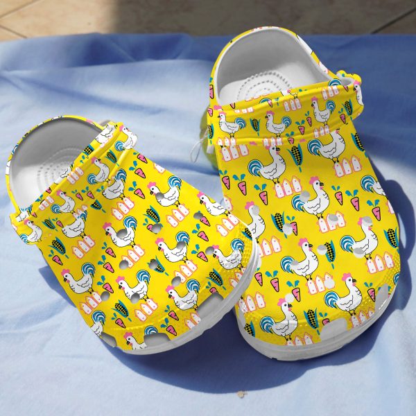 GTD1507117 ads1, Breathable Non-slip And Lightweight Roosters On The Yellow Crocs, Perfect For Outdoor Play!, Breathable, Non-slip, Yellow