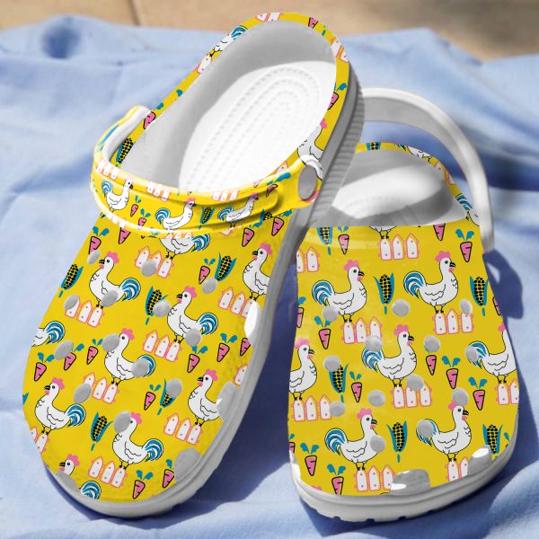 GTD1507117 ads2, Breathable Non-slip And Lightweight Roosters On The Yellow Crocs, Perfect For Outdoor Play!, Breathable, Non-slip, Yellow