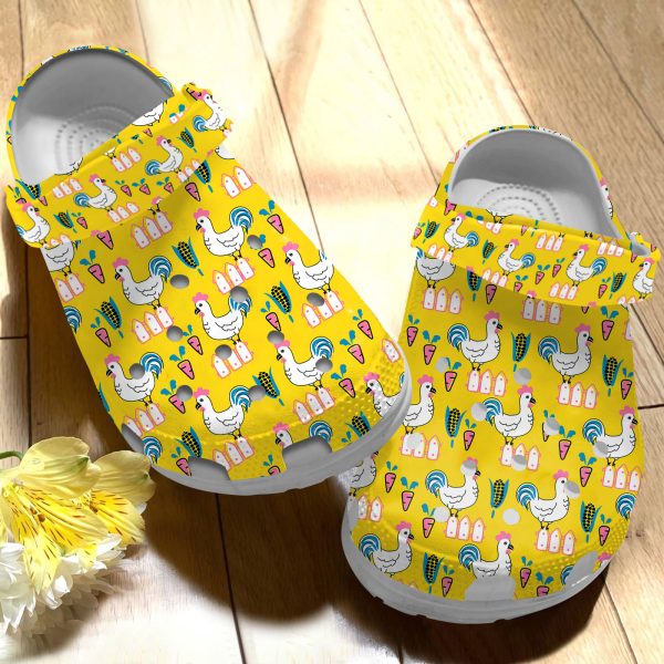 GTD1507117 ads4, Breathable Non-slip And Lightweight Roosters On The Yellow Crocs, Perfect For Outdoor Play!, Breathable, Non-slip, Yellow