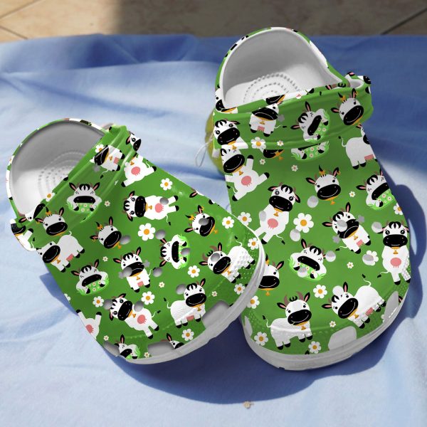 GTD1507120 ads1, Cute Cows Green Water-proof Crocs For Adult, Adult, Water-proof
