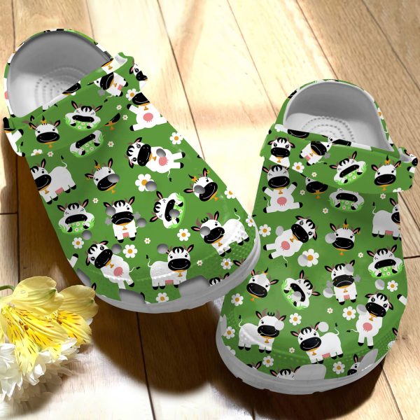GTD1507120 ads5, Cute Cows Green Water-proof Crocs For Adult, Adult, Water-proof