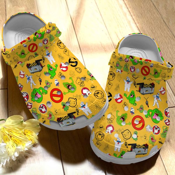 GTS1301213 1, Unisex Durable And Cute Ghostbusters On The Yellow Crocs, Quick Delivery Available!, Cute, Durable, Unisex, Yellow