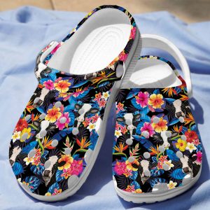 GTS1902202ch 1, Pretty Cow Tropical Collection Floral Crocs, Pretty