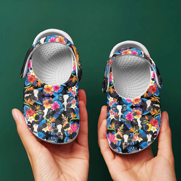GTS1902202ch 7, Pretty Cow Tropical Collection Floral Crocs, Pretty