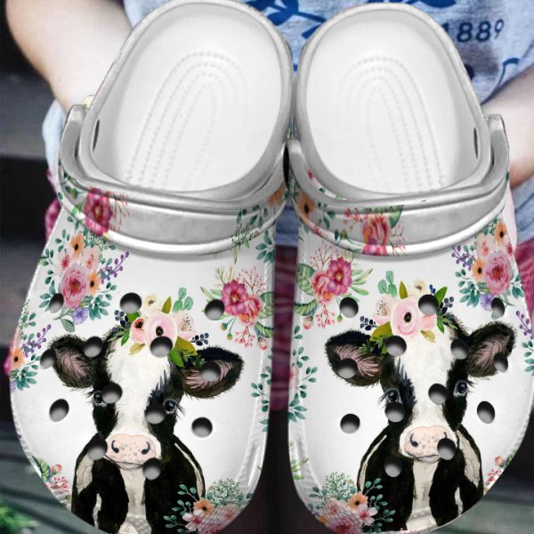 GTS2602104 ads3, Beautiful Cow Floral Crocs Shoes, Unique Cow Crocs For Adult, Adult, Beautiful, Unique
