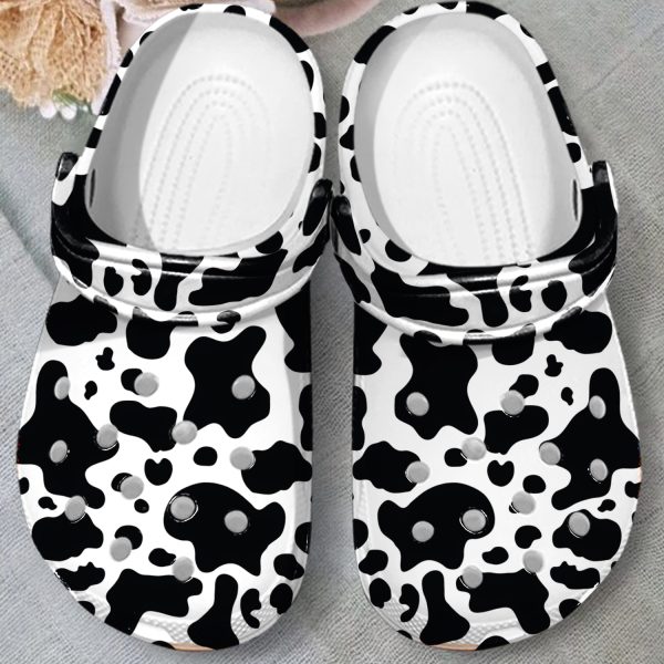 GTT0308104ch ads 2, Dairy Cowhide Pattern 3d Printed Crocs For Adults, 3d Printed, Adult