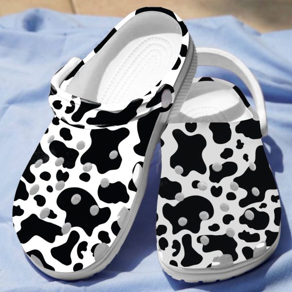 GTT0308104ch ads 3, Dairy Cowhide Pattern 3d Printed Crocs For Adults, 3d Printed, Adult