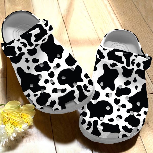 GTT0308104ch ads 4, Dairy Cowhide Pattern 3d Printed Crocs For Adults, 3d Printed, Adult