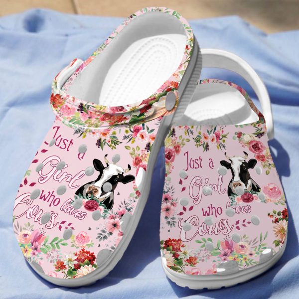 GTT2107103ch ads 3, Just A Girl Who Love Cows Pink Crocs, Water-proof Crocs, Water-proof