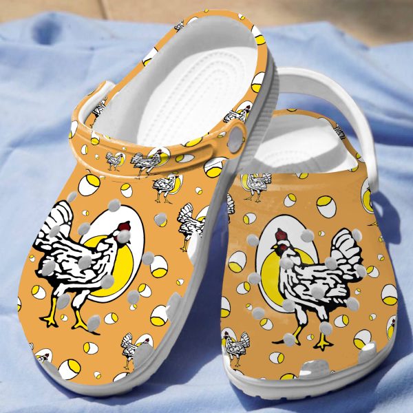 GTT2206101ch yellow ads 9, Breathable Non-slip And Lightweight Chicken And Egg On The Light Blue Crocs, Fast Shipping!, Breathable, Light Blue, Non-slip