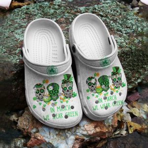 GTY1012121 ads4, Unique Crocs Patrick’s Day Skull White Sandals, Perfect Shoes For Holiday Parties, Unique, White