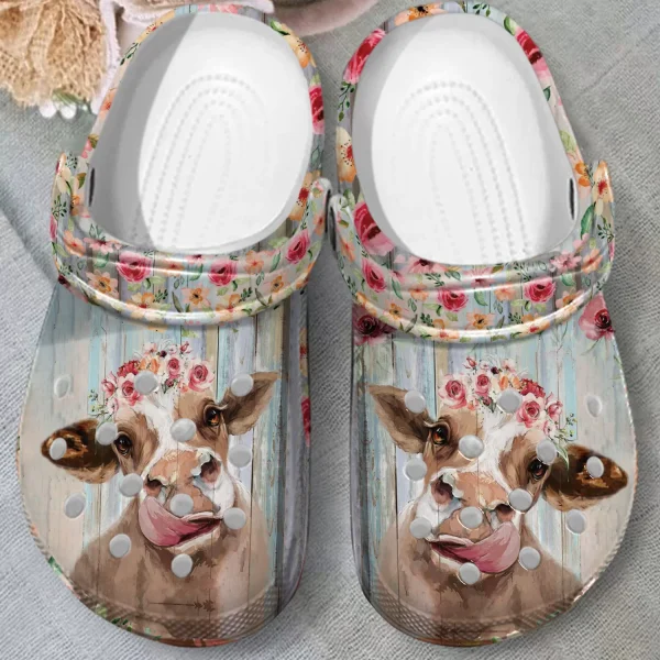 GTY1512103ch ads2 jpg, Cute Cow With Floral Pattern Crocs, Don’t Miss The Chance To Have Perfect Crocs!, Cute