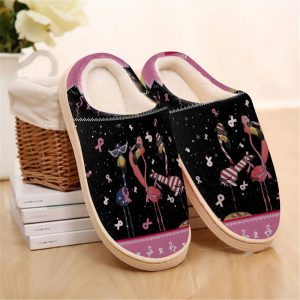 GTY3011126_ads4.jpg, Adult Soft Lightweight And Non-slip Amazing Flamingo Couple In The Night Slippers, Non-slip, Soft