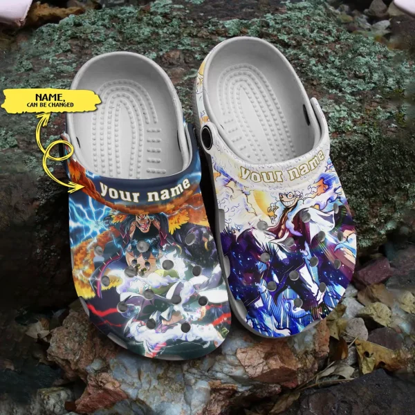 GZD1708308custom mockup 2 jpg, Crocs One Piece D. Luffy And D. Teach Personalized Clogs, Perfect For Anime Fans, Personalized