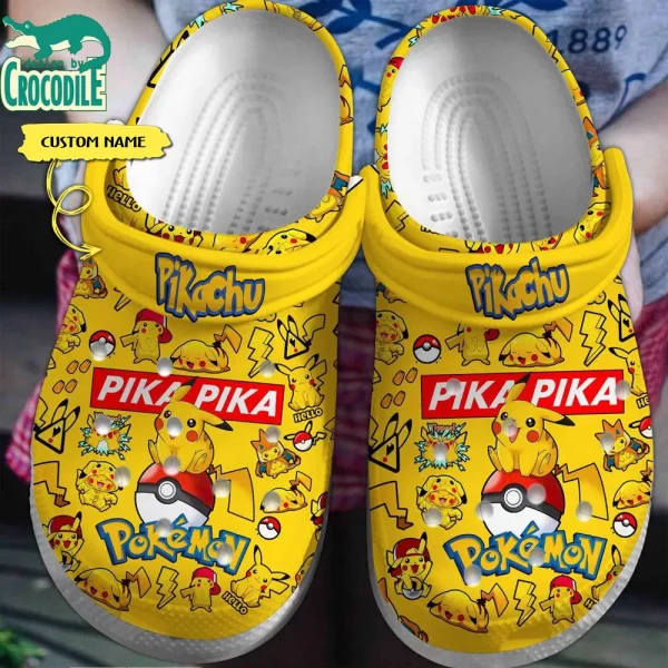 GZD2108303 mockup jpg, Lovely Pikachu Yellow Crocs For Adult, Water-Resistant Crocs For Outdoor Activity, Lovely, Water-Resistant, Yellow